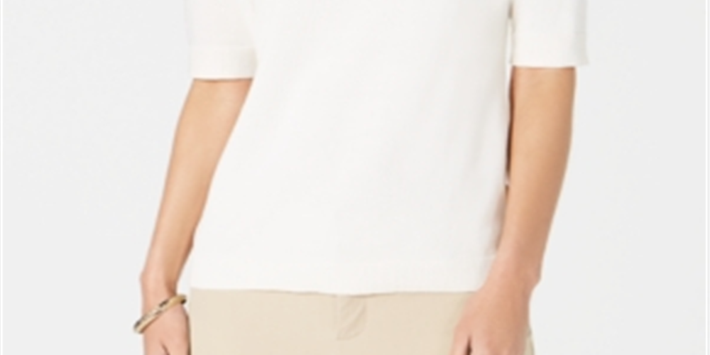 Charter Club Women's Elbow Sleeve Sweater White Size Petite L