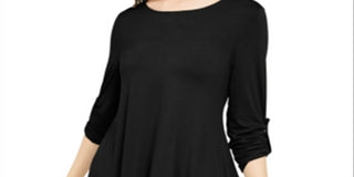 Alfani Women's Chiffon-Trim High-Low Top  Black Size Medium