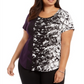 Alfani Women's  Petite Printed Round-Hem T-Shirt  Python Flank Purple Purple Size Petite M