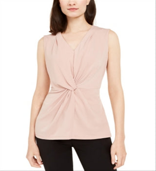 Alfani Women's Knot Twist V-Neck Blouse Pink Size Small