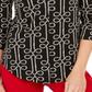 Charter Club Women's Printed V-Neck Top  Black Size XS