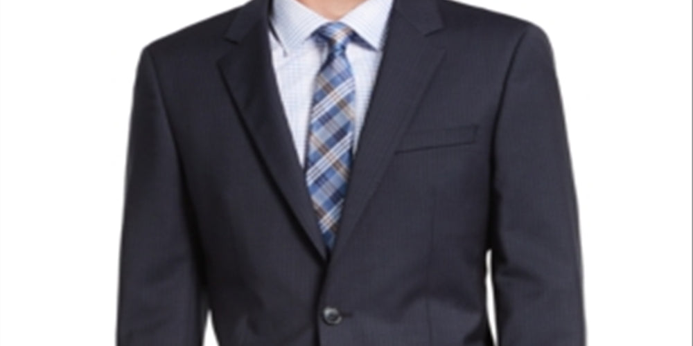 Hugo Men's Slim-Fit Navy Blue Stripe Suit Jacket Size 46