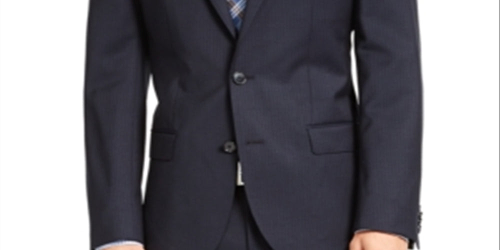 Hugo Men's Slim-Fit Navy Blue Stripe Suit Jacket Size 46