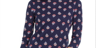 Charter Club Women's Floral Print Pima Cotton Top Navy Size Large