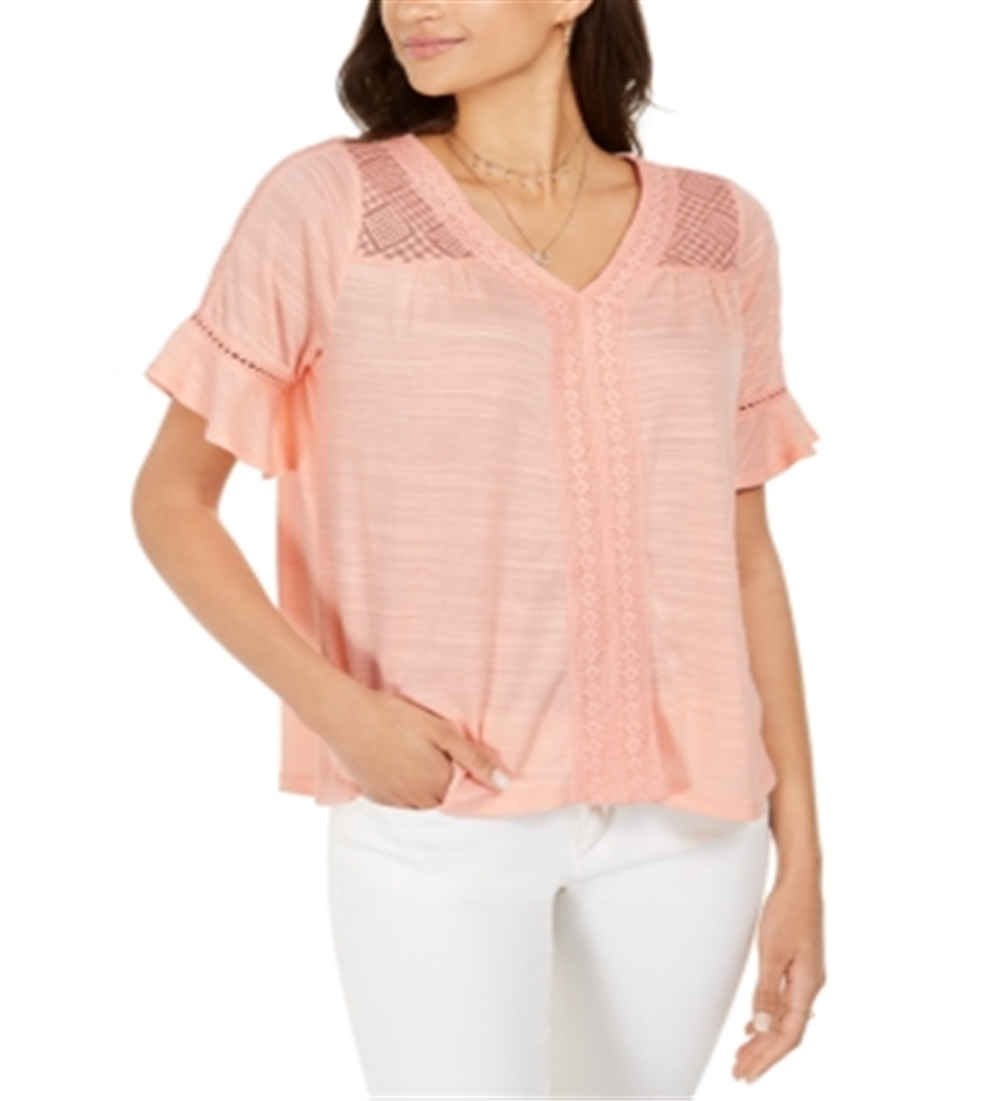 Style & Co Women's Crochet Top Orange Size Medium