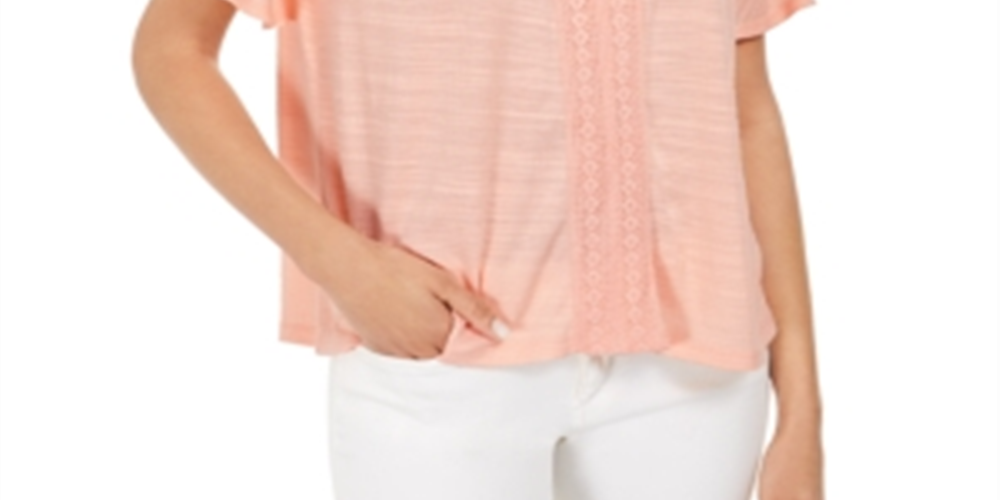 Style & Co Women's Crochet Top Orange Size Medium