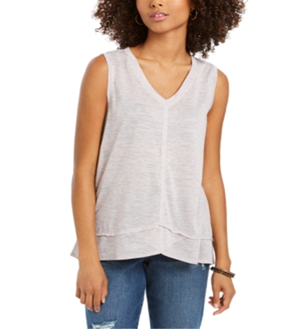 Style & Co Women's V Neck High Low Tank Top Pink Size Medium