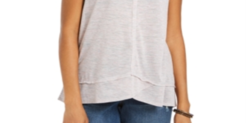 Style & Co Women's V Neck High Low Tank Top Pink Size Medium