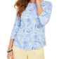 Charter Club Women's Paisley Print 3/4 Sleeve Top Blue Size X-Large