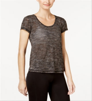 Ideology Women's Mesh-Back High-Low Pullover Top Black Size Large