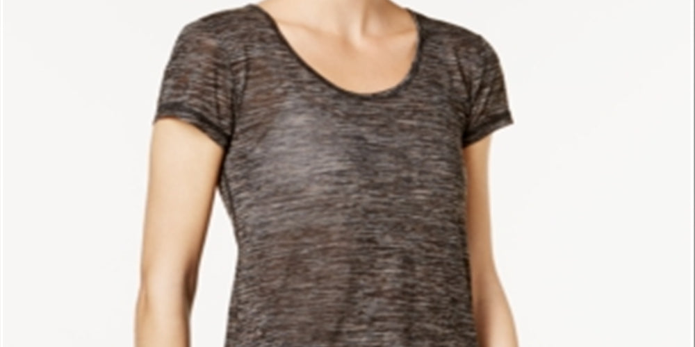 Ideology Women's Mesh-Back High-Low Pullover Top Black Size Large