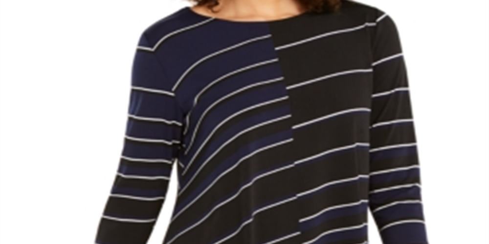 Alfani Women's Printed High Low Tunic Blue Size Medium