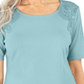Karen Scott Women's Cotton Crochet Front Top Blue Size Large