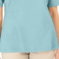 Karen Scott Women's Cotton Crochet Front Top Blue Size Large
