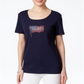 Karen Scott Women's Flag Graphic T-shirt Blue Size Petite XL