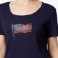 Karen Scott Women's Flag Graphic T-shirt Blue Size Petite XL
