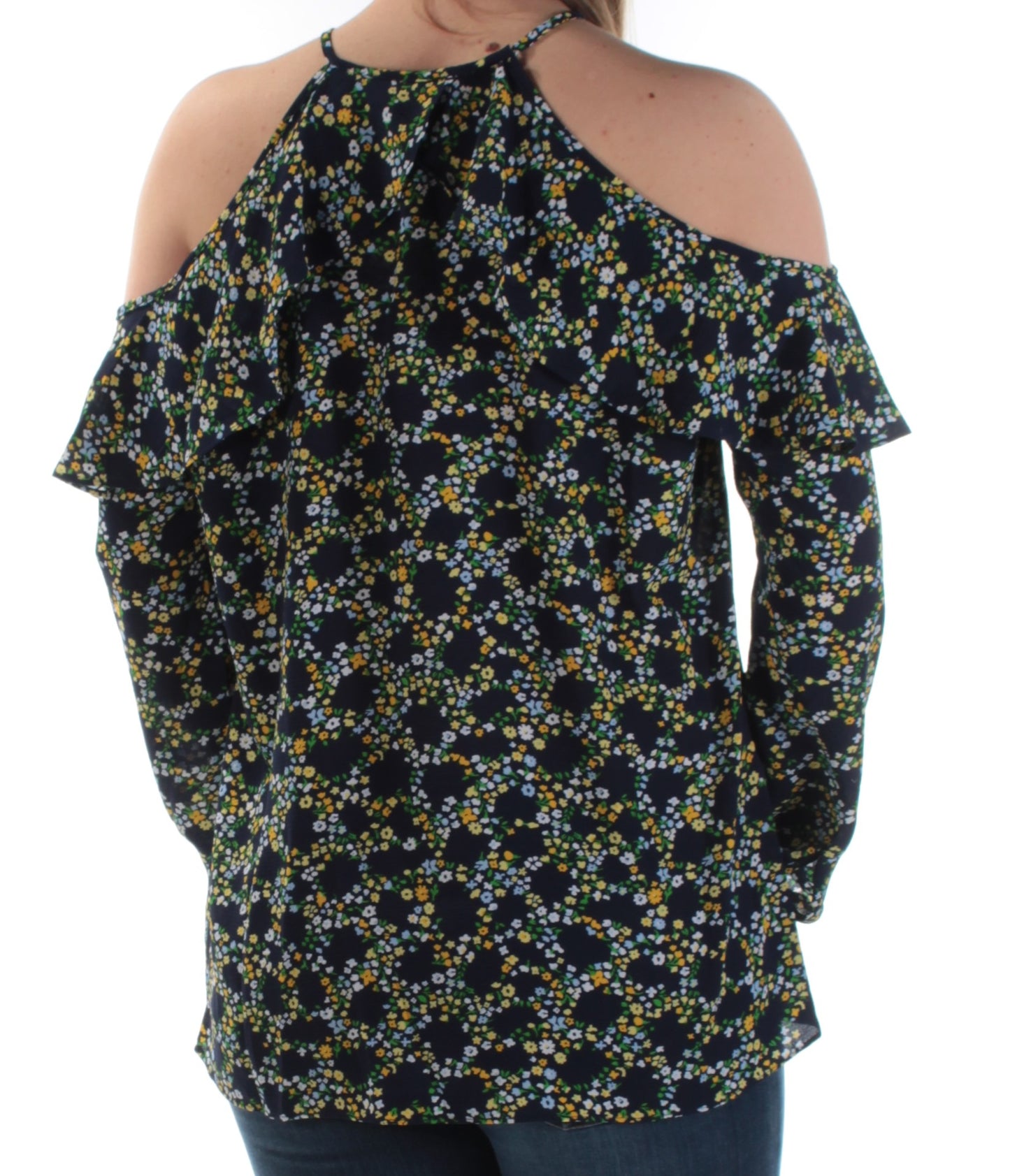 Michael Kors Women's Cold shoulder Top Blue Size M