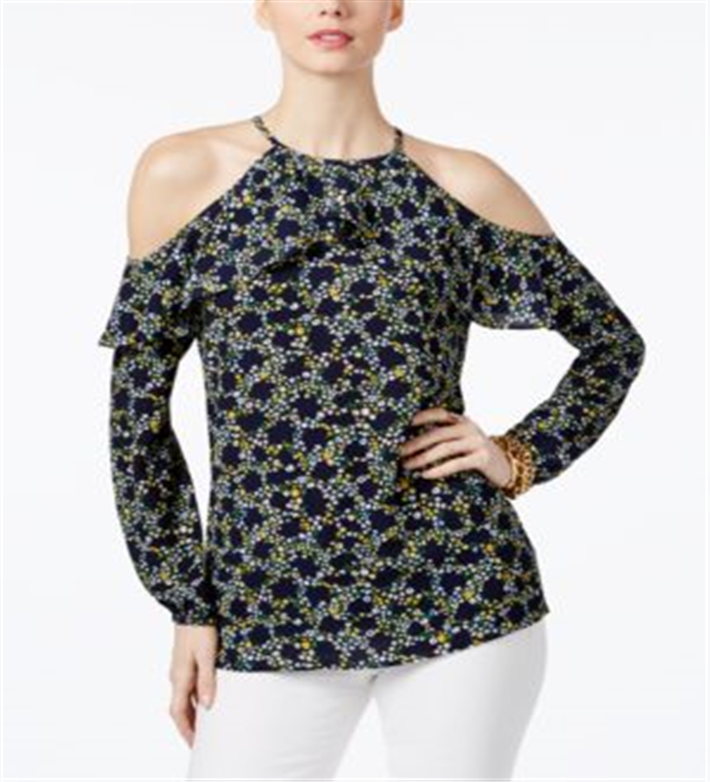 Michael Kors Women's Cold shoulder Top Blue Size M