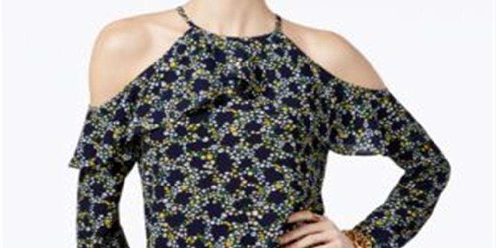 Michael Kors Women's Cold shoulder Top Blue Size M