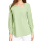 Alfani Women's Neckline Cutout Ring Hardware Top Green Size X-Large