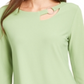 Alfani Women's Neckline Cutout Ring Hardware Top Green Size X-Large