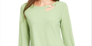 Alfani Women's Neckline Cutout Ring Hardware Top Green Size X-Large
