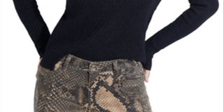 Guess Women's Long Sleeve Asymmetrical Neckline Blouse Top Black Size Small