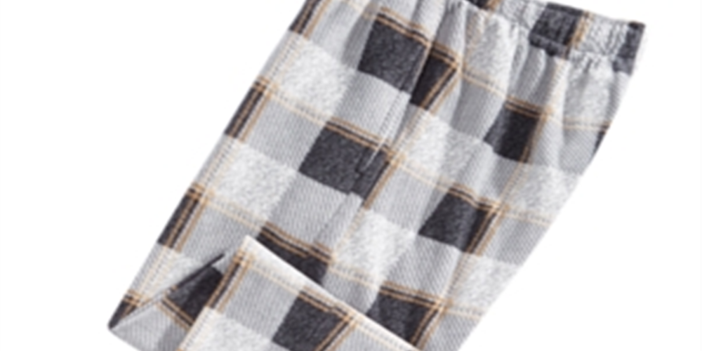 Perry Ellis Men's Plaid Fleece Pants Gray Size Large