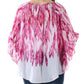 ALFANI Womens Pink Ruched Printed Kimono Sleeve Jewel Neck Top Petites Pink, Size Medium