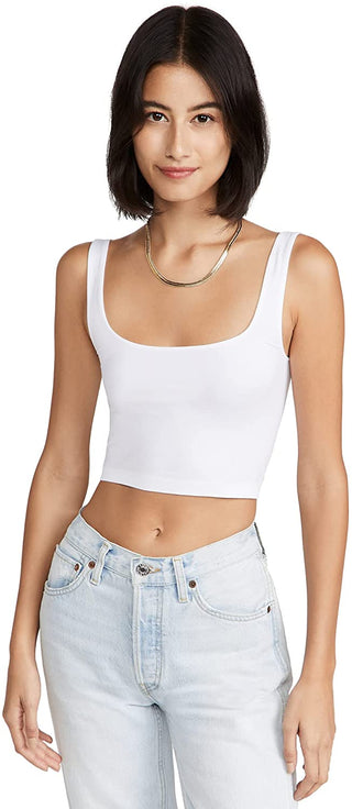 Free People Women's Scoop Neck Crop Top White Size M-L