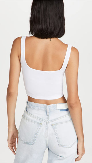Free People Women's Scoop Neck Crop Top White Size M-L