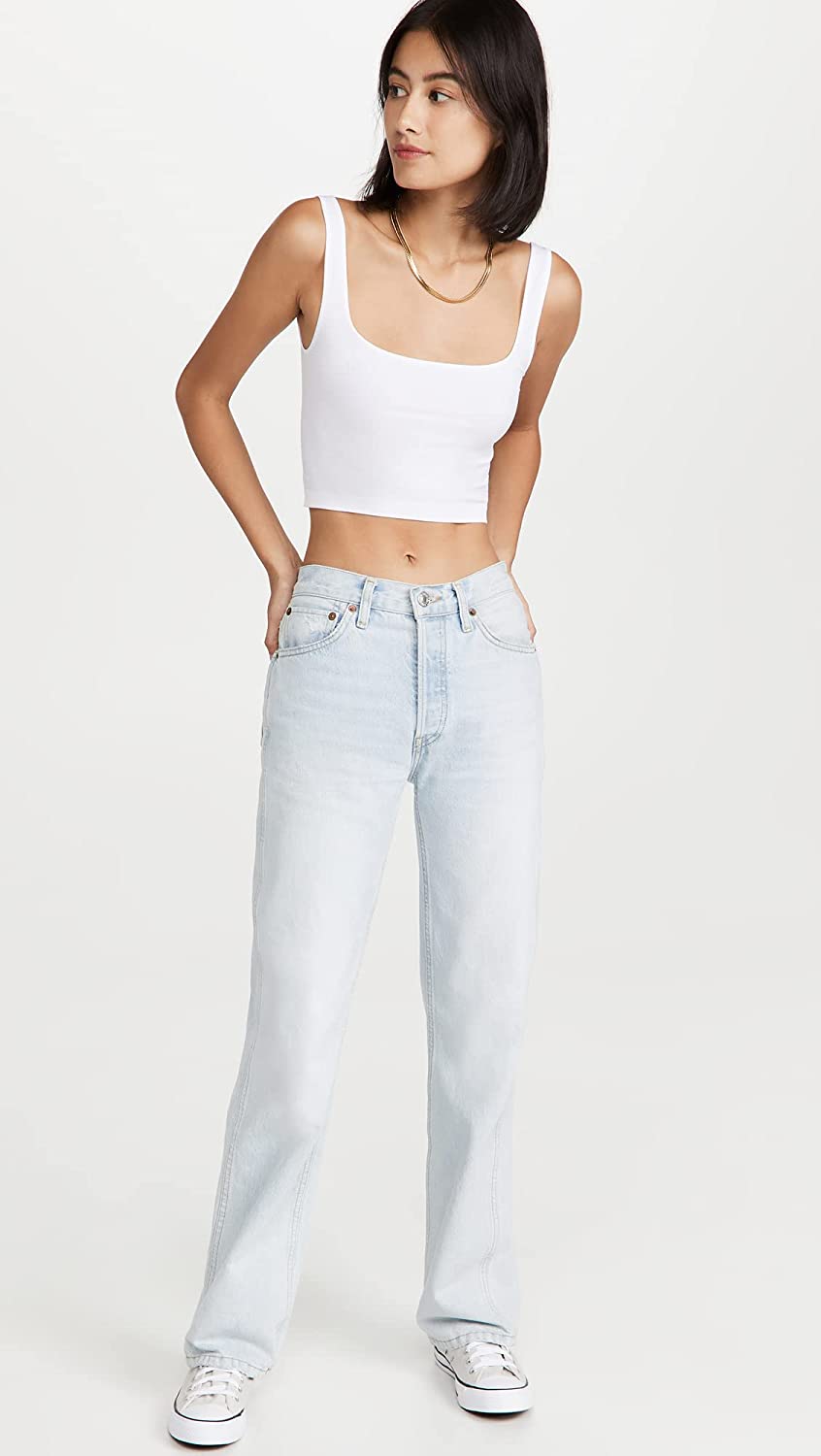 Free People Women's Scoop Neck Crop Top White Size M-L