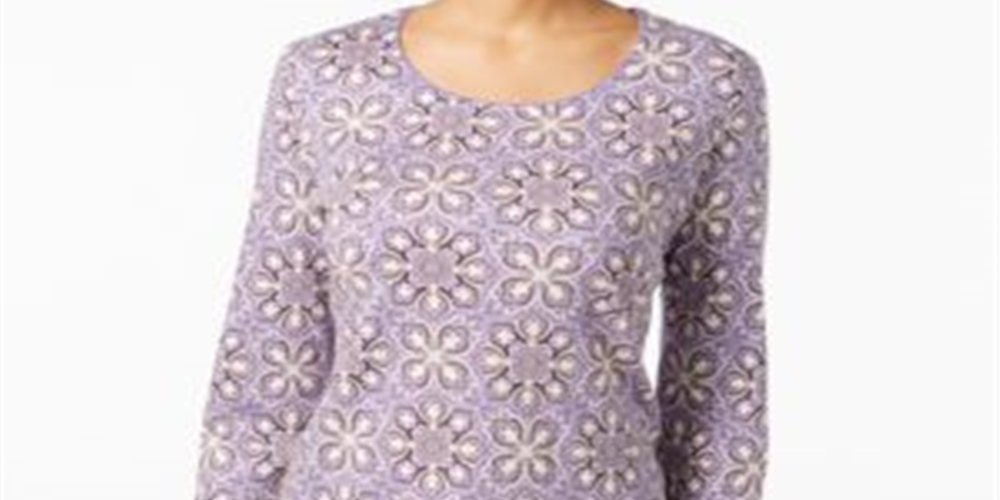Karen Scott Women's Printed Top Purple Size PP