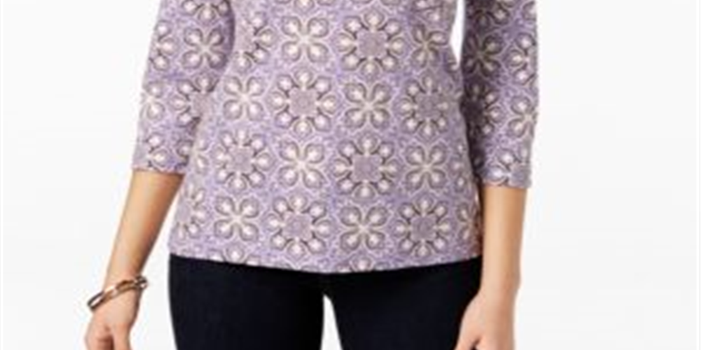 Karen Scott Women's Printed Top Purple Size PP