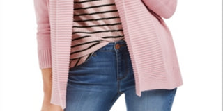 Charter Club Women's Shawl Collar Open Front Cardigan Pink Size Large