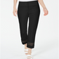 Alfani Women's Cropped Lace-Inset Pants Black Size 8 Petite