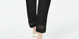 Alfani Women's Cropped Lace-Inset Pants Black Size 8 Petite