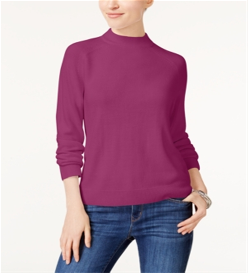 Karen Scott Women's Petite Mock-Neck Sweater - Raspberry Purple Size Petite M