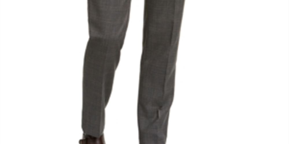 Calvin Klein Men's Slim Fit Stretch Plaid Suit Pants Gray Size 34X30