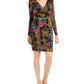 Thalia Sodi Women's Printed Surplice Sheath Dress Black Size X-Small