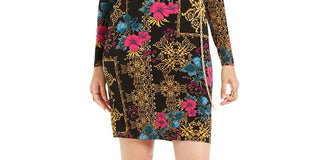 Thalia Sodi Women's Printed Surplice Sheath Dress Black Size X-Small