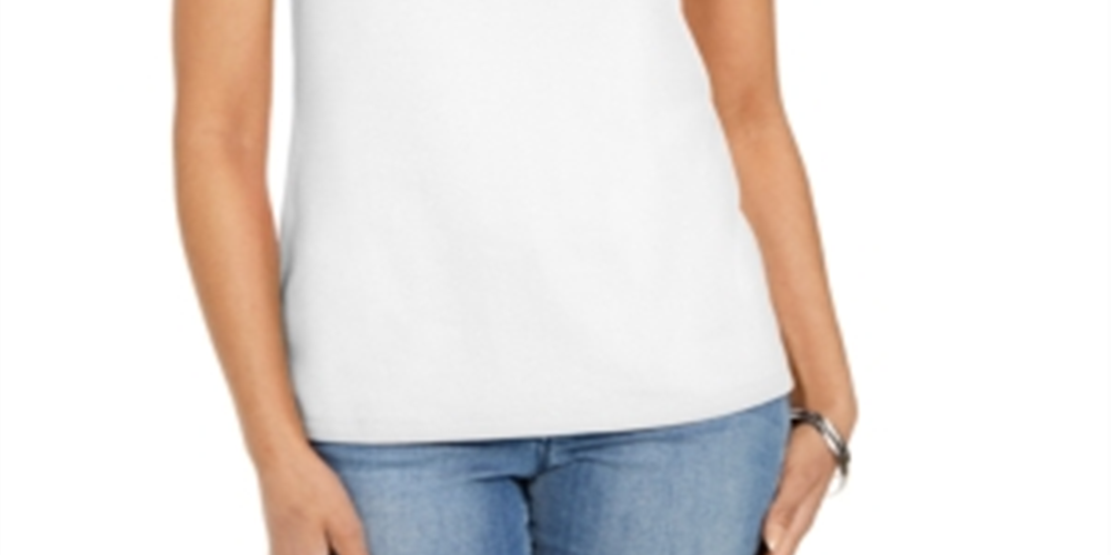 Karen Scott Women's Grommet Trim Tank Top White Size Small
