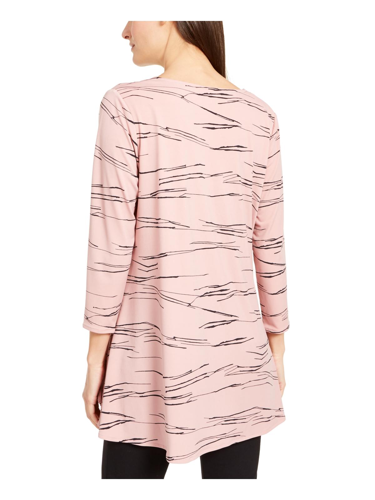 Alfani Women's Printed V Neck Top Pink Size Large