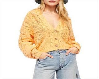 Free People Women's Nectarine Combo Sandstorm Cardigan Yellow Size Medium