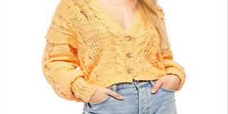 Free People Women's Nectarine Combo Sandstorm Cardigan Yellow Size Medium