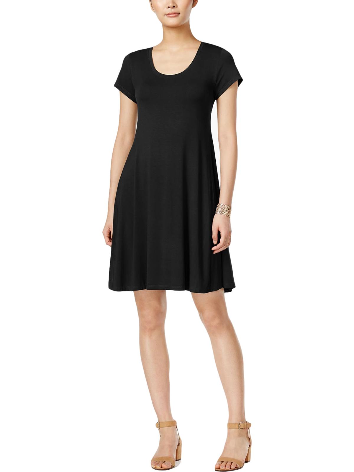 Style & Co Women's Short-Sleeve a-Line Dress  - Deep Black Size Small