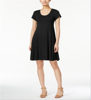 Style & Co Women's Short-Sleeve a-Line Dress  - Deep Black Size Small
