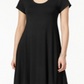 Style & Co Women's Short-Sleeve a-Line Dress  - Deep Black Size Small