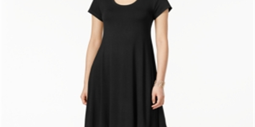 Style & Co Women's Short-Sleeve a-Line Dress  - Deep Black Size Small
