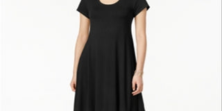Style & Co Women's Short-Sleeve a-Line Dress  - Deep Black Size Small